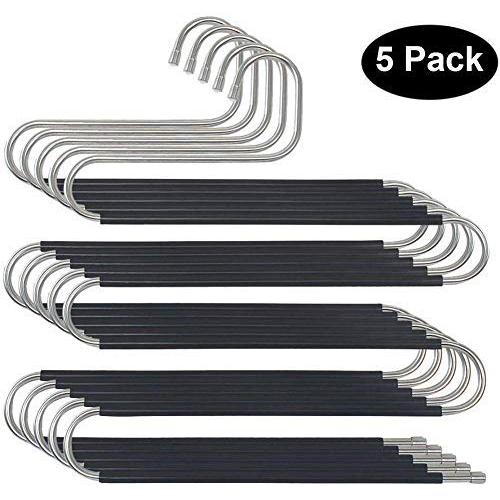 BKONY Pants Hangers Non Slip Updated S-Shaped 5 Layers Hangers Closet Space Saver for Jeans Scarf Tie Clothes (5-Pack) BKONY Pants Hangers Non Slip Updated S-Shaped 5 Layers Hangers Closet Space Saver for Jeans Scarf Tie Clothes (5-Pack)