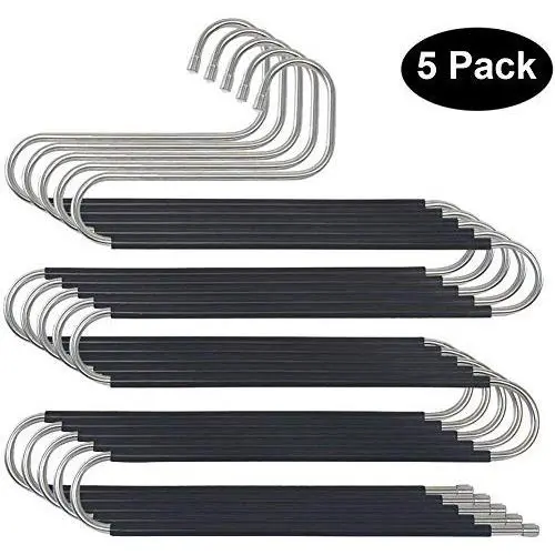BKONY Pants Hangers Non Slip Updated S-Shaped 5 Layers Hangers Closet Space Saver for Jeans Scarf Tie Clothes (5-Pack) BKONY Pants Hangers Non Slip Updated S-Shaped 5 Layers Hangers Closet Space Saver for Jeans Scarf Tie Clothes (5-Pack)