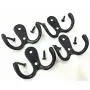 20 Pieces Double Prong Robe Hook Rustic Hooks Retro Cloth Hanger Coat Hanger Wall Mounted Hook with 44 Pieces Screws (Black color)