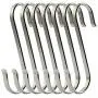 RuiLing 6-Pack Size X-Large Flat S Hooks Heavy-Duty Genuine Solid 304 Stainless Steel S Shaped Hanging Hooks,Kitchen Spoon Pan Pot Hanging Hooks Hangers Multiple uses.