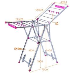 Stainless Steel Drying Racks Landing Foldable Indoor And Outdoor Balcony Mobile Baby Diaper Simple Dry Quilt Rack Clothes Hanger -clothes drying rack folding indoor (Color : Pink)