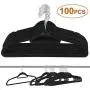 Richman789 100 Pcs Hangers Clothes Coat Hanger Pants Tie Belt Scarf Pack Non Slip Velvet Flocked 360° Rotatable