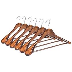 Coat Hangers 6-Pack, Royalhanger Suit Hangers Wooden Hangers Extra Wide Shoulder for Heavy Coat, Sweater Pant,Retro Finish