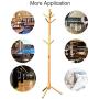 Solid Wood Coat Rack, Lacquered Pine Wooden Hat and Coat Stand with 9 Hooks - Entryway Hall Stand & Free Standing Clothes Tree for Coat Hat Scarves Umbrella Cap Suit and Handbags (Natural wood)