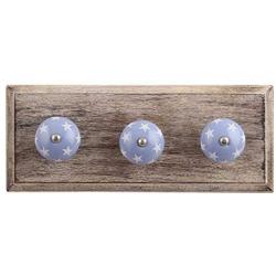 Indianshelf Handmade 1 Artistic Vintage Blue Wooden Star Rail Hooks Hangers/Coat Hooks Hardware