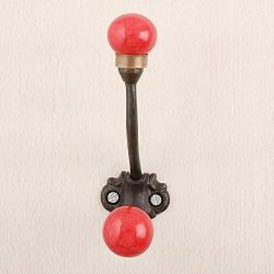 Indianshelf Handmade 1 Artistic Vintage Red Iron Solid Crackle Wall Hooks Hangers/Wall Hooks for Hats