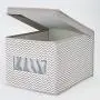 mDesign Soft Fabric Stackable Closet Storage Organizer Holder Boxes with Clear Window, Attached Hinged Lid - Bedroom, Hallway, Entryway, Closet, Bathroom - Chevron Zig-Zag Print, Large - Taupe/Natural