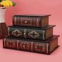 Art Retro Book Shape Storage Drawers Boxes Craft Table Decoration Jewelry Boxes 3 Drawers Makeup Cosmetics Organizer