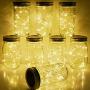 Solar Mason Jar Lid String Lights, 8 Pack 20 Led String Fairy Star Firefly Jar Lids Lights with 8 Hangers Included (Jars Not Included), for Mason Jar Patio Garden Wedding Lantern
