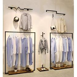 Modern Clothing Rack Customized Garment Display Rack With wood Board Floor-Standing Hangers Clothes Shelves for Showroom Retail Store Black Gold