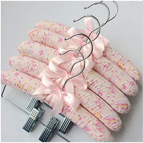 Cute Cartoon Printing Baby Clothes Hangers Sponges Padded Santin Hangers with Clips for Photograph Shop Display Home Use 10pcs Random Color