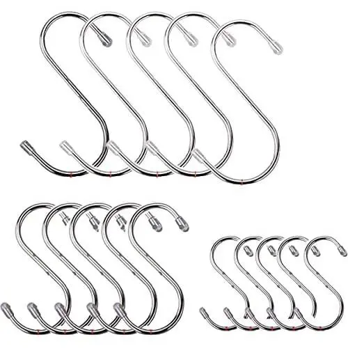 The Same 15 Pack Stainless Steel S Shaped Hooks Heavy Duty S Hooks for Kitchen, Work Shop, Bathroom The Same 15 Pack Stainless Steel S Shaped Hooks Heavy Duty S Hooks for Kitchen, Work Shop, Bathroom