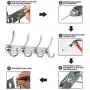 BAOEF Coat Hat Hook,Metal Robe Rail Rack Towel Hanger with Flared Tri-Hook,Colset Organizer for Home,Entryway,Office,Keys,Scarf,Jacket,Backpack,Wall Mounted,Silver