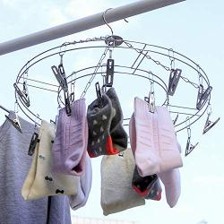 Galapara Baby Clothes Hangers Stainless Steel Laundry Drying Rack Clothes Hanger with 20 Clips for Drying Socks, Drying Towels, Diapers, Bras, Baby Clothes, Underwear, Socks Gloves