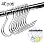 40 Pack S Shaped Hooks for Hanging Pots and Pans Plants Clothes Bags Towels Rustproof Stainless Steel Hanger for Closet Rod (L) 40 Pack S Shaped Hooks for Hanging Pots and Pans Plants Clothes Bags Towels Rustproof Stainless Steel Hanger for Closet Rod (L)