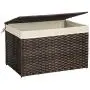 SONGMICS Rattan-Style Storage Box, 42 Gallon Indoor Storage Basket Trunk, Laundry Hamper, Toy Chest, 160L Decorative Bin with Lid Liner Handles, Rectangular, Bedroom Closet Laundry Room,Brown URST76BR