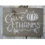 Vintage look GIVE THANKS Thanksgiving pumpkin new calligraphy Christmas Chalk Couture style old time font jute hanger antique style primitive style. weathered wood sign
