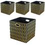 Posprica Foldable Storage Bins - 13x13 Fabric Storage Cube Basket Boxes Containers Drawers (4pcs, Black)