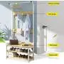 Freestanding Coat Rack, Shoe Bench, Clothes Rail,Wooden Modern Multi-Function Heavy-Duty Jacket,Clothes Storage Hanger with 4 Hooks,for Entryway Bedroom Office,White,Black Walnut Color,Wood Color Freestanding Coat Rack, Shoe Bench, Clothes Rail,Wooden Modern Multi-Function Heavy-Duty Jacket,Clothes Storage Hanger with 4 Hooks,for Entryway Bedroom Office,White,Black Walnut Color,Wood Color