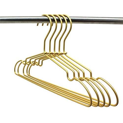 Koobay 10ps 12" Matt Gold Aluminium Coat hanger Children Top girls hangers/boys hangers Clothes Hangers for Closet Organization W Notches Satin Matt