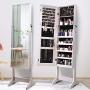 ORAF Jewelry Organizer,Jewelry Armoire Cabinet Standing Jewelry Boxes with Full Body Mirror and Large Storage Lockable Wooden Cabinet