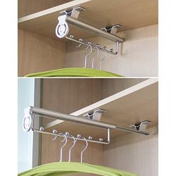 Homebasix Sliding Closet Hanger Rod Rack Wardrobe Valet Extendable Rod Rail (14 Single Track)