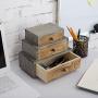 MyGift 3-Drawer Rustic Wood Office Storage Organizer