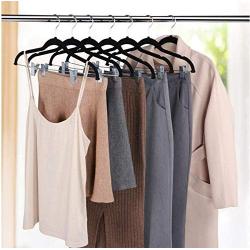 10pcs Random Color Flocking Clothes Hangers with Clip Non-Slip Stand Rack Pants Skirt Kid Drying Clothing Adjustable Hangers