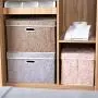 Prandom Large Stackable Storage Bins with Lids Fabric Decorative Storage Boxes Cubes Organizer Containers Baskets with Cover Handles Divider for Bedroom Closet Living Room 17.7x11.8x11.8 Inch 3 Pack