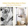 Tangkula Rolling Garment Rack, Clothes Racks Organizer, Adjustable Double Rod Garment Rack Clothes Hanger Stand Organizer