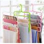 5pcs Random Color Multi-Purpose Clothes Hanger 5 Layers Pants Hanger Cloth Rack Multilayer Storage Scarf Tie Space-Saving Clothes Hanger