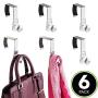 mDesign Modern Metal and Plastic Office Over The Cubicle Storage Organizer Hooks - Wall Panel Hangers for Hanging Accessories, Coats, Hats, Purses, Bags, Keychain - 6 Pack - Clear/Brushed