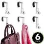 mDesign Modern Metal and Plastic Office Over The Cubicle Storage Organizer Hooks - Wall Panel Hangers for Hanging Accessories, Coats, Hats, Purses, Bags, Keychain - 6 Pack - Clear/Brushed mDesign Modern Metal and Plastic Office Over The Cubicle Storage Organizer Hooks - Wall Panel Hangers for Hanging Accessories, Coats, Hats, Purses, Bags, Keychain - 6 Pack - Clear/Brushed
