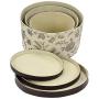 Household Essentials 3-Piece Hat Boxes Set with Faux Leather Lids, Floral Pattern