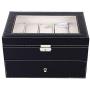 Chirde 20 Slots Watch Boxes Jewelry Display Case, Dual Layer Watch Holder Organizer with Lock and Key (US Stock)