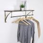MyGift Wood & Antique Bronze-Tone Metal Wall Mounted Floating Shelf with Garment Hanger Rod