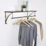 MyGift Wood & Antique Bronze-Tone Metal Wall Mounted Floating Shelf with Garment Hanger Rod MyGift Wood & Antique Bronze-Tone Metal Wall Mounted Floating Shelf with Garment Hanger Rod