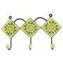 Indianshelf Handmade 1 Artistic Vintage Green Ceramic Floral Key Hooks Tile Hanger/Clothes Hooks for Doors