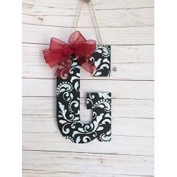 Monogram Door Hanger, Home Décor, Damask Door Sign