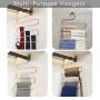 BKONY Multi-Purpose Pants Hangers, S-Type 5 Layers Stainless Steel Clothes Hangers Storage Pant Rack Closet Space Saver for Trousers Jeans Towels Scarf Tie