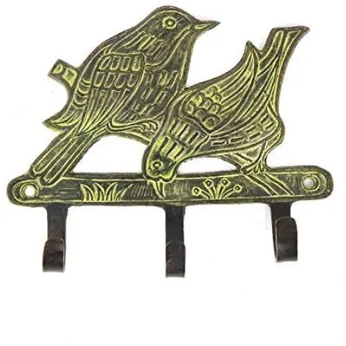 Indianshelf Handmade 1 Artistic Vintage Green Brass Perching Birds Clothes Hooks Hangers/Coat Hooks Wall Mounted Indianshelf Handmade 1 Artistic Vintage Green Brass Perching Birds Clothes Hooks Hangers/Coat Hooks Wall Mounted
