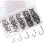 AB 150PCS Fishing Hooks High Carbon Steel Worm Soft Bait Jig Fish Hooks with Plastic Box