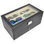 ADTL 3 Gifts for Free 12 Grids Double-Layer Black PU Leather Organizer Sunglass Eyewear Storage Box