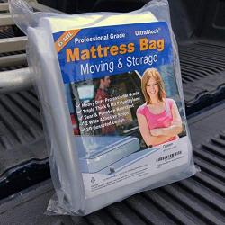 UltraBlock Mattress Bag for Moving, Storage or Disposal - Queen Size Heavy Duty Triple Thick 6 Mil Tear & Puncture Resistant Bag with Two Extra Wide Adhesive Strips