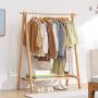 JING-ma Solid Wood Hanger Floor Bedroom, Coat Rack Simple Modern Hanger Simple Multifunctional Clothes Rack Home (Color : Wood Color, Size : 80cm)