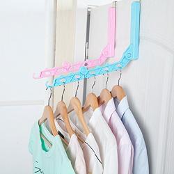 Yvonne Folding Hanger, Door Hanging Foldable Clothes Hanger, Space Saver 5 Hole Hanger Rack With Hook, Clothing Tie Organizer Drying Rack For Bathroom Door, Bedroom(White)