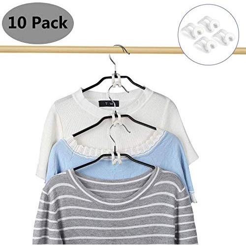 Clothes Hangers Skirt Hangers Non Slip Clothes Jeans Trouser Hanger Closet Space Saving Stackable for Jeans Tie Scarf (10 Pack with 10 Stackable Hanger)