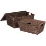 Best Choice Products Set of 2 Multipurpose Classic Water Hyacinth Woven Tapered Storage Basket Chests for Organization, Laundry, Decoration w/Attached Lid, Handle Holes, Brown