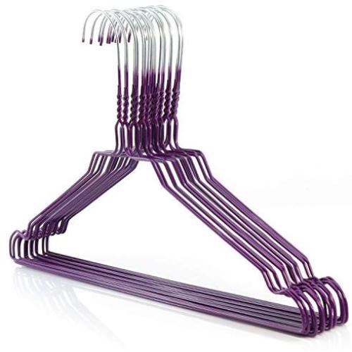 HANGERWORLD 20 Purple Coating 16inch Metal Wire 13 Gauge Pants Bar Coat Clothes Garment Hangers