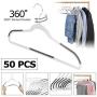 LEMY 50PCS/Lot Non-Slip Plastic Hangers Ultra Lightweight Closet Clothes Organizer with Non Slip Stripes,No Sticky Velvet,Great for Dress,Skirts,Sweater,Coat